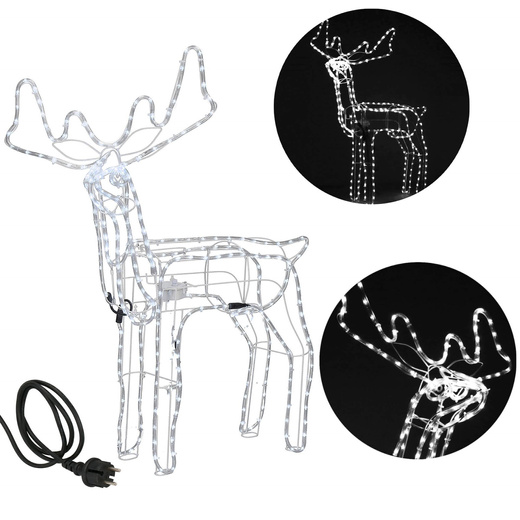 Renifer Led 115 cm świąteczny z ruchomą głową świetlna dekoracja do ogrodu biały zimny