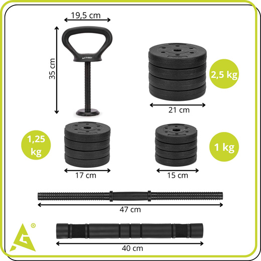 Hantle regulowane 30 kg zestaw obciążeń gryf do treningu siłowego talerze zaciski