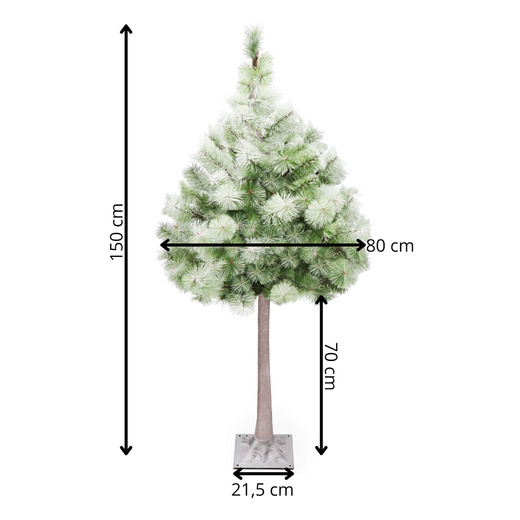 Choinka sztuczna na pniu z oświetleniem 128 LED drzewko świąteczne 150 cm ośnieżone