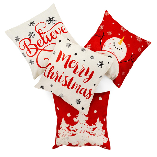 Poszewki świąteczne 40x40cm 4 szt. zestaw dekoracyjny na poduszki jaśki czerwono-białe
