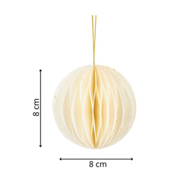 Papierowe bombki 6 szt. zawieszki choinkowe, ozdoby świąteczne 8 cm rozkładane, biały 