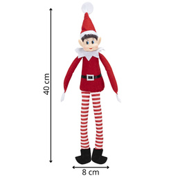 Skrzat świąteczny, dekoracja Boże Narodzenie 40 cm elf siedzący