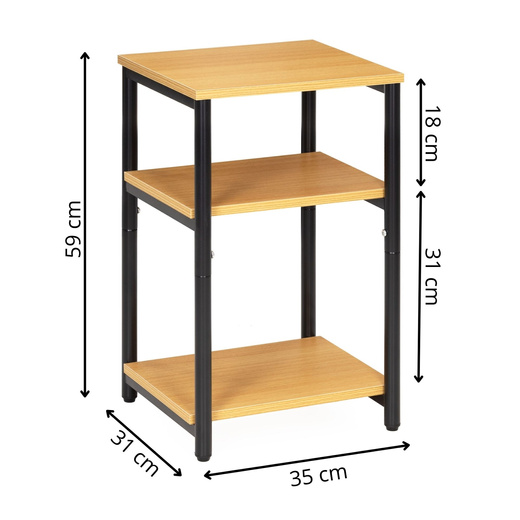 Szafka nocna, stolik z półkami do sypialni 35x31x59 cm nakastnik, jasnobrązowy