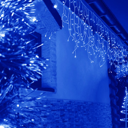 Kurtyna świetlna 1500 led girlanda, lampki wewnętrzno-zewnętrzne sople niebieski