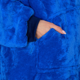 Kocobluza damska oversize koc bluza 2w1 z kapturem ciepła niebieska