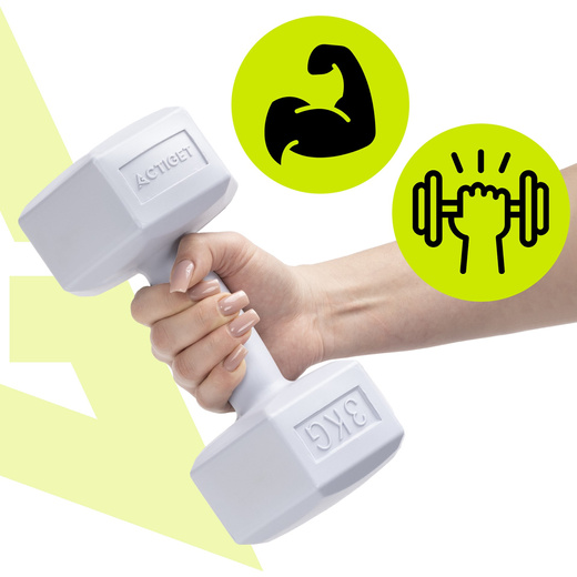 Ciężarki 2x3 kg hexagonalne do ćwiczeń fitness hantle zestaw 2 szt. szare