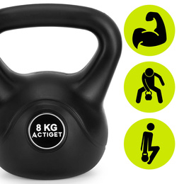 Kettlebell 8 kg odważnik, hantla do ćwiczeń ABS kula do treningu siłowego, czarny