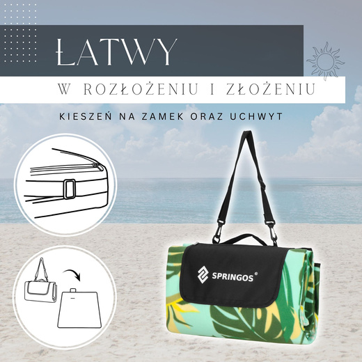 Koc piknikowy plażowy 200x200 cm na biwak kemping mata z izolacją