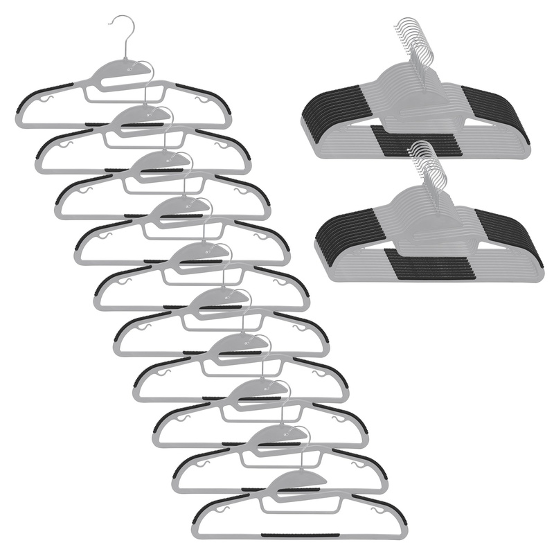 Wieszak plastikowy zestaw 30 szt. antypoślizgowe wieszaki na ubrania szaro-czarny