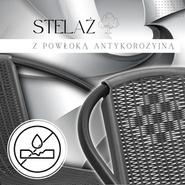 Meble ogrodowe zestaw stolik kawowy szklany i 2 krzesła metalowe do ogrodu czarno-szare