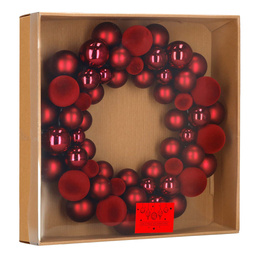 Wieniec świąteczny z bombek, wianek na drzwi 34 cm, stroik czerwony