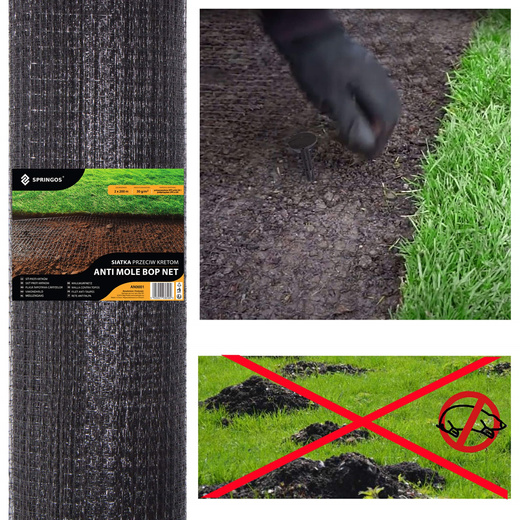 Siatka na krety 1 m x 25 m + kołki 50 szt. zabezpieczenie przeciw kretom, nornicom 30g/m2
