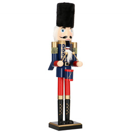 Dziadek do orzechów 61 cm z bębenkiem, drewniany żołnierzyk granatowy, figurka świąteczna