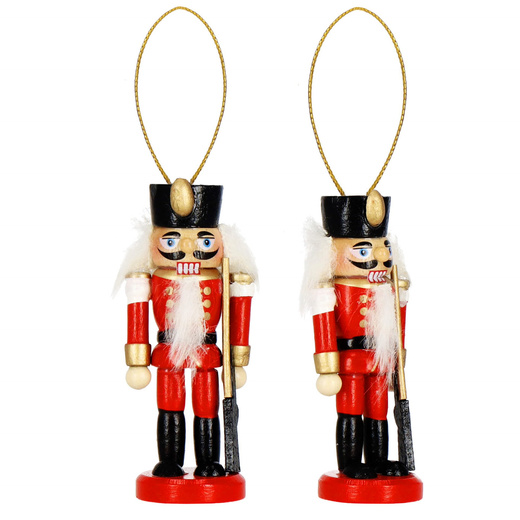 Zawieszki choinkowe 6 szt. drewniany dziadek do orzechów 8 cm świąteczna ozdoba 