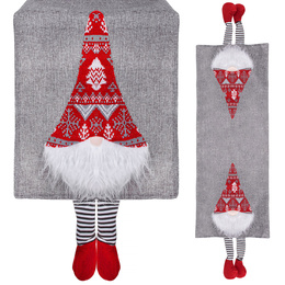 Bieżnik na stół 180x33cm obrus świąteczny z krasnalem szary