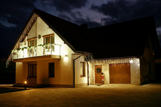 Kurtyna świetlna 300 led girlanda, lampki wewnętrzno-zewnętrzne sople biały ciepły + biały flash