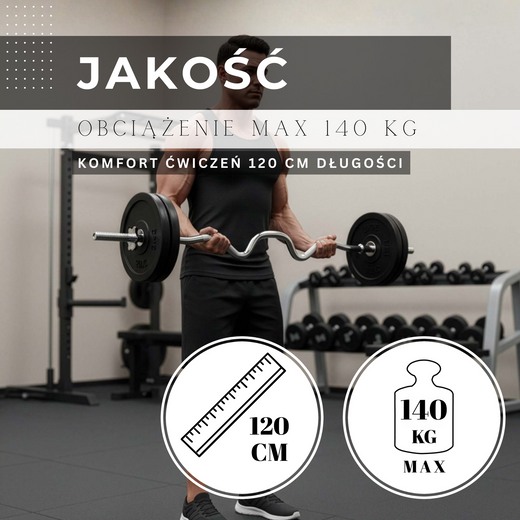 Gryf mocno łamany 120 cm sztanga ze stali chromowanej 2 zaciski 25 mm