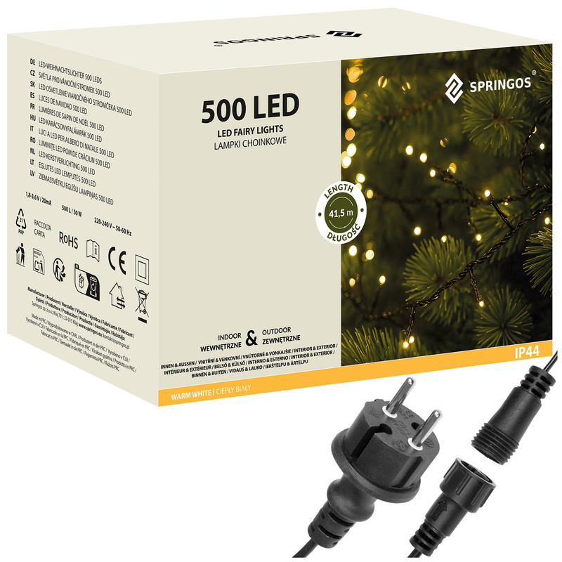 Lampki choinkowe 500 led biały ciepły 41,5 m oświetlenie świąteczne IP44