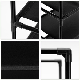 Regał na buty 4 poziomy szafka metalowa z półkami na obuwie 75x72x28 cm czarna