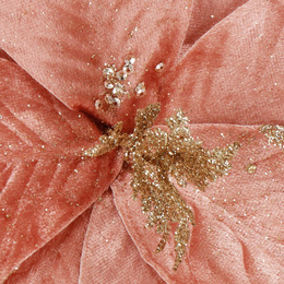 Gwiazda betlejemska, sztuczny kwiat poinsecja 29 cm różowa z brokatem i cekinami