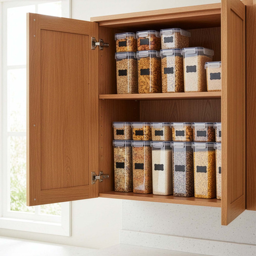 Pojemniki kuchenne do przechowywania żywności z pokrywką zestaw 24 szt. z naklejkami, przeźroczyste