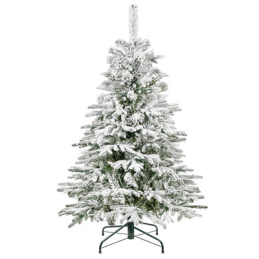 Choinka sztuczna 150 cm świerk kaukaski ośnieżony jak żywy, nowoczesny, ze stojakiem