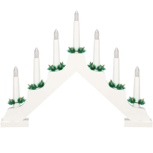 Świecznik adwentowy Led 7 świec biały drewniany