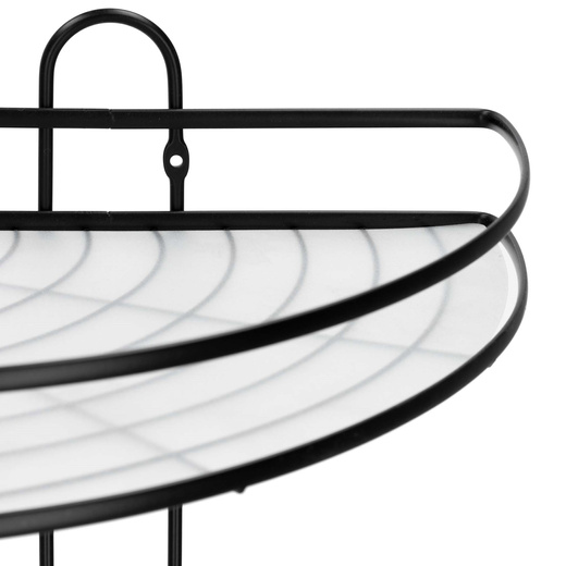 Półka łazienkowa narożna pod prysznic 3 poziomy, wisząca, czarna