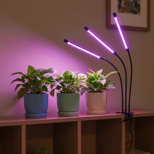 Lampa do doświetlania roślin LED do wzrostu uprawy 3 panele z timerem i klipsem, usb