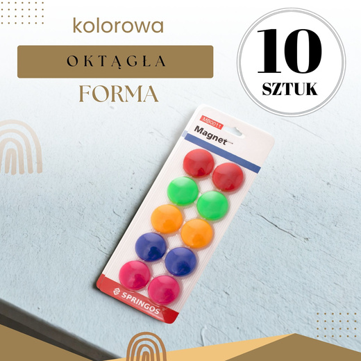 Kolorowe okrągłe magnesy do tablicy magnetycznej zestaw 10 szt