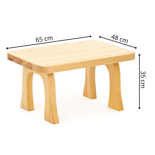 Drewniany stolik kawowy 65x48cm prostokątna ława do salonu impregnowane naturalne drewno