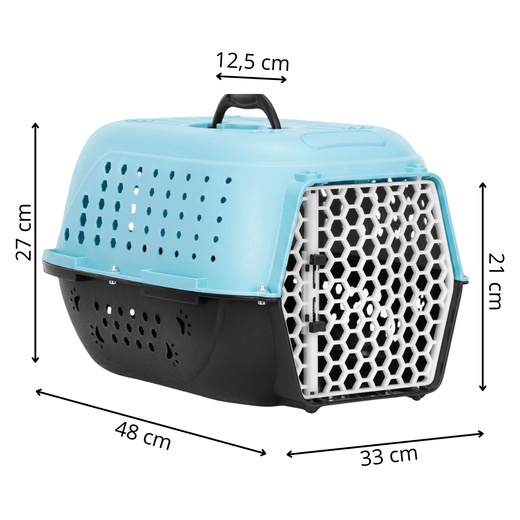 Transporter dla kota psa gryzoni do 7 kg 48x33x27 cm niebiesko-czarny