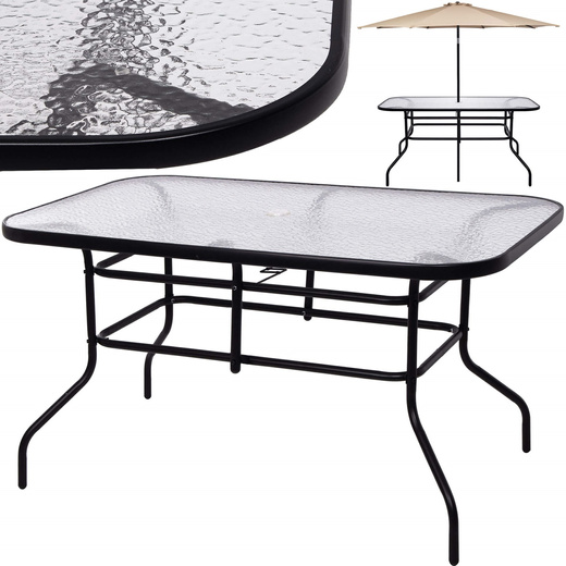 Meble ogrodowe na taras krzesła metalowe 6 szt. stół prostokątny 120 x 70 cm czarno-brązowy