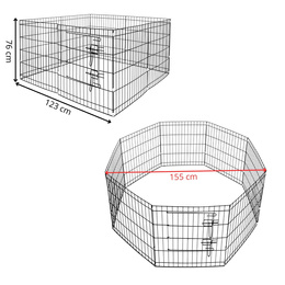 Kojec dla zwierząt wybieg klatka dla psa 155x61 cm metalowa czarna