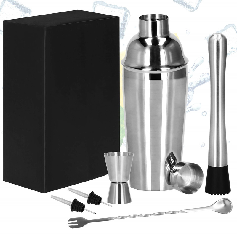 Zestaw barmański 6 elementów shaker 550 ml stal nierdzewna srebrny