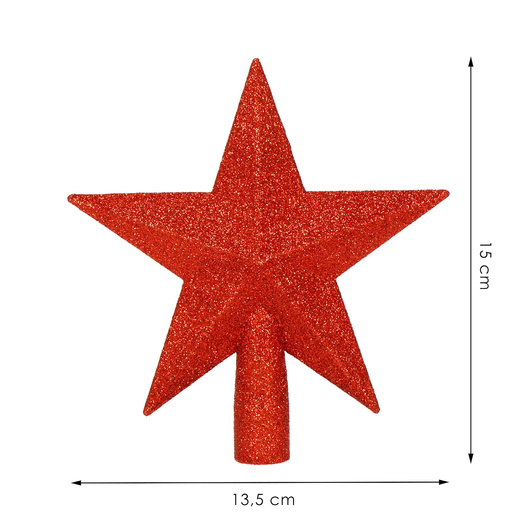 Czubek na choinkę 15 cm szpic, gwiazda czerwona