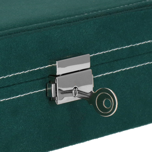 Szkatułka na biżuterię 28x19,5x7 cm zielony welurowy organizer z przegródkami