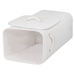 Pojemnik na pranie 72 L kosz z klapą bambus naturalny biały