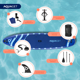 Deska pompowana do pływania SUP 350 cm paddleboard komplet z wiosłem i wyposażeniem 
