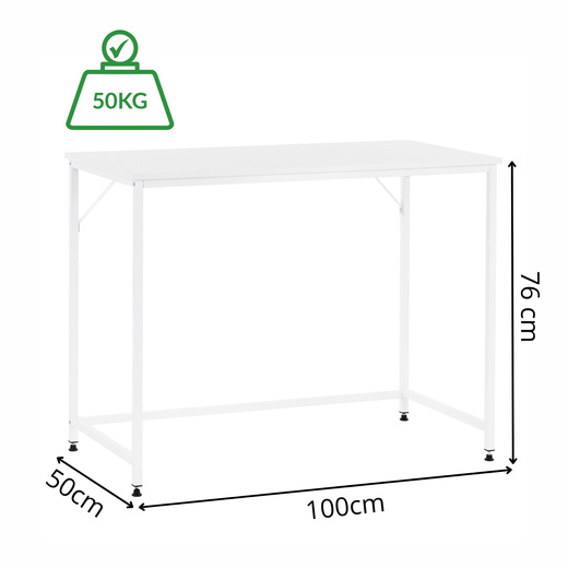 Biurko komputerowe nowoczesne 100x50x76 cm stolik loft industralny biały