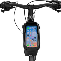 Sakwa rowerowa na ramę z pokrowcem na telefon, torba rowerowa wodoodporna, czarna