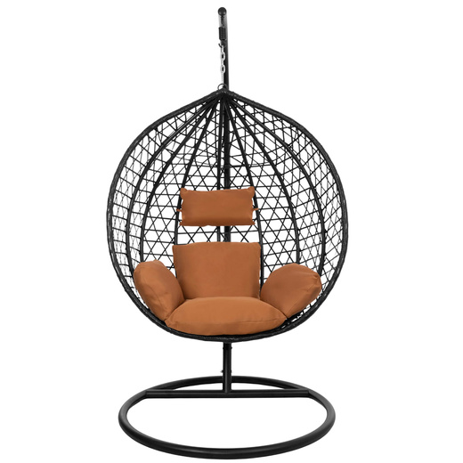 Kokon rattanowy do ogrodu, na taras, balkon, fotel wiszący z poduszkami