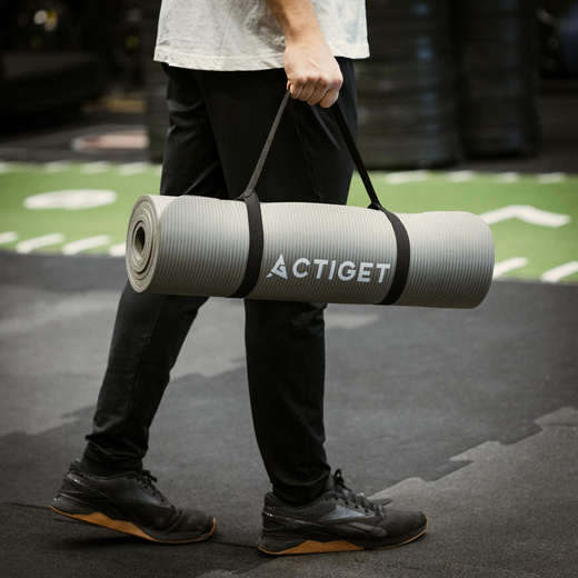 Mata do jogi, ćwiczeń fitness 183x61 cm antypoślizgowa, materac do stretchingu szary