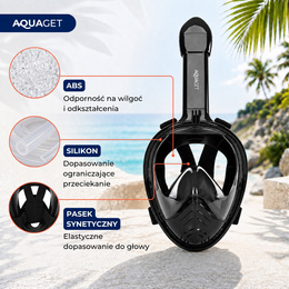 Maska do nurkowania L/XL pełnotwarzowa, z rurką, AntiFog, DryTop do snorkelingu regulowana