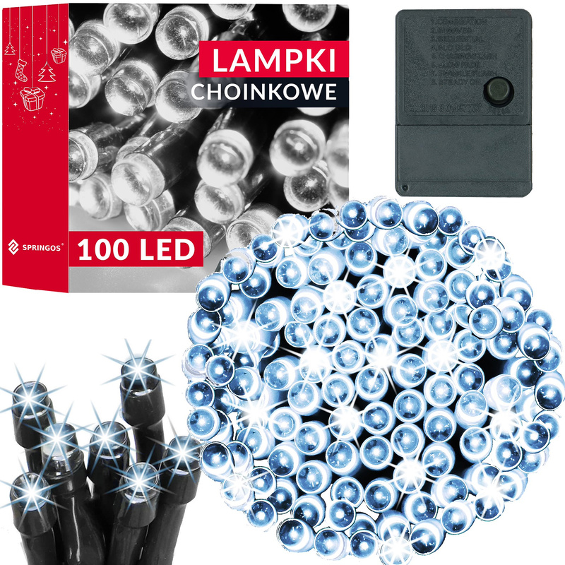Lampki choinkowe 100 led biały zimny 8,5 m oświetlenie świąteczne