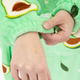 Kocobluza damska oversize koc bluza 2w1 z kapturem ciepła szlafrok futrzak zielony