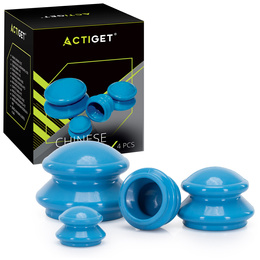 Bańki chiński, gumowe do masażu zestaw 4 szt. antycellulitowy, niebieskie