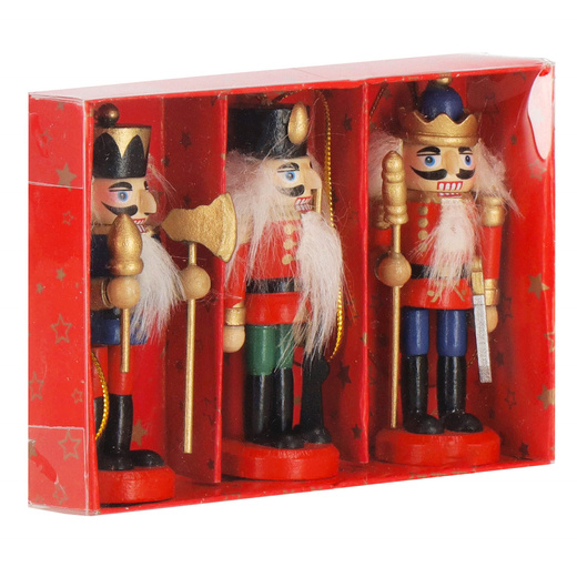 Zawieszki choinkowe 3 sztuki dziadek do orzechów drewniane ozdoby świateczne