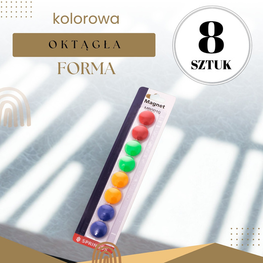 Kolorowe okrągłe magnesy do tablic magnetycznych 8 szt