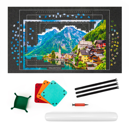 Mata do układania puzzli, zwijana 114x67 cm plansza, podkładka na 1500 puzzli